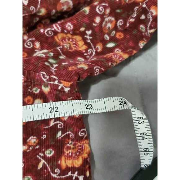 Vintage 90’s Eddie Bauer Women’s Corduroy Floral Button Up Collar Shirt Size XL - Picture 4 of 14